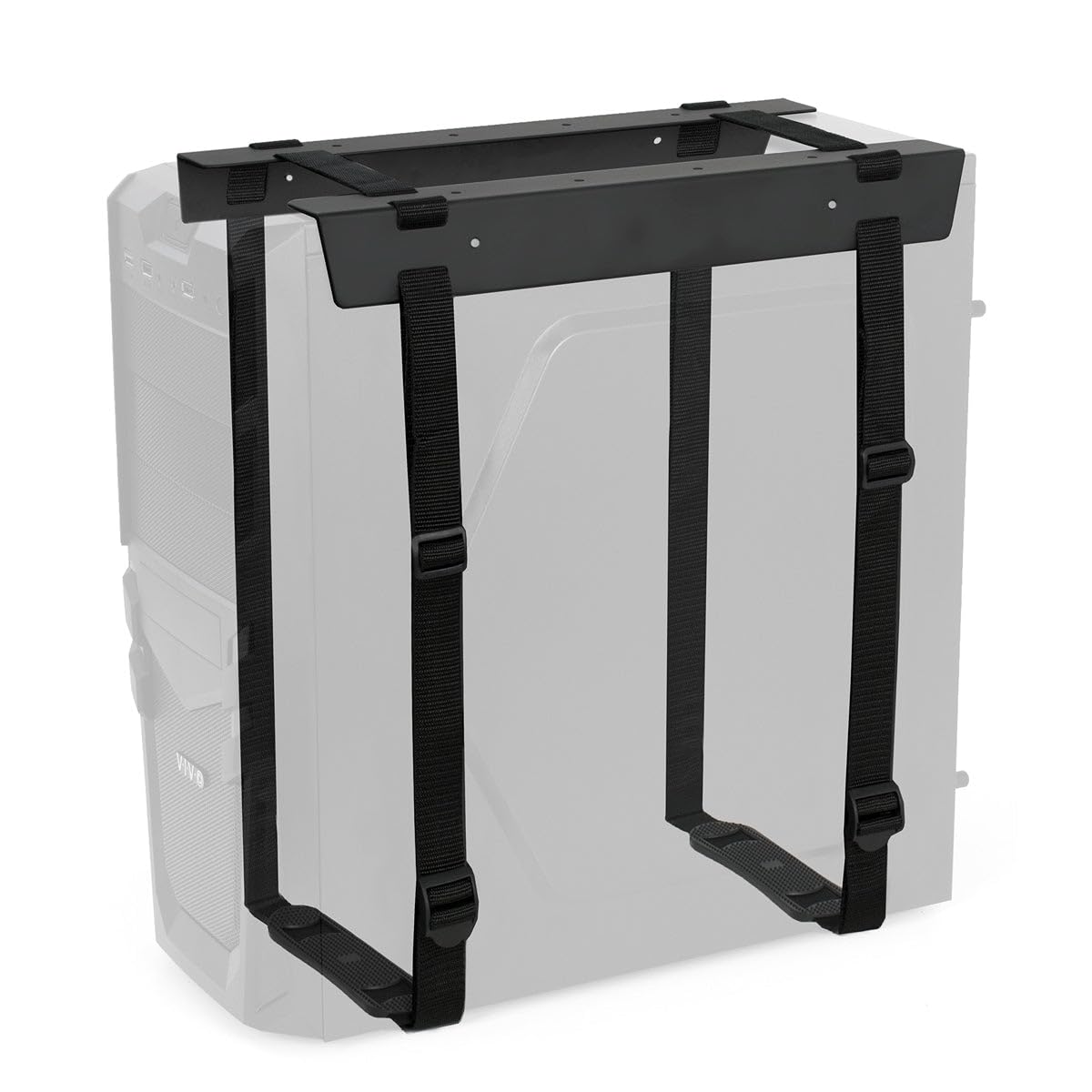 Desky Strap-On CPU Mount - Under-Desk Adjustable PC Holder with Steel Bracket & Foam Padding - Supports CPUs up to 22 lbs, Fits Towers up to 15.7"
