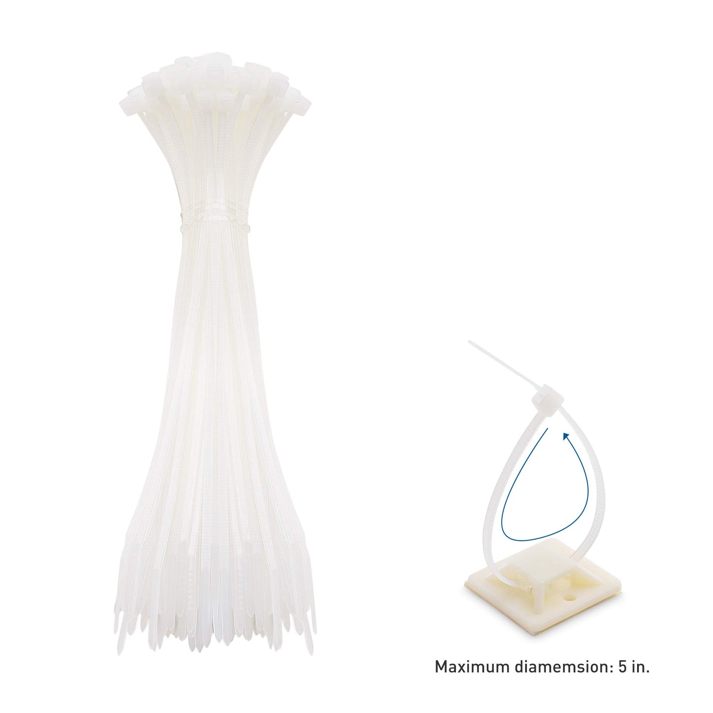 Cable Matters 100-Pack Self-Adhesive Cable Tie Mounts and 6 Inch Nylon Cable Ties in White