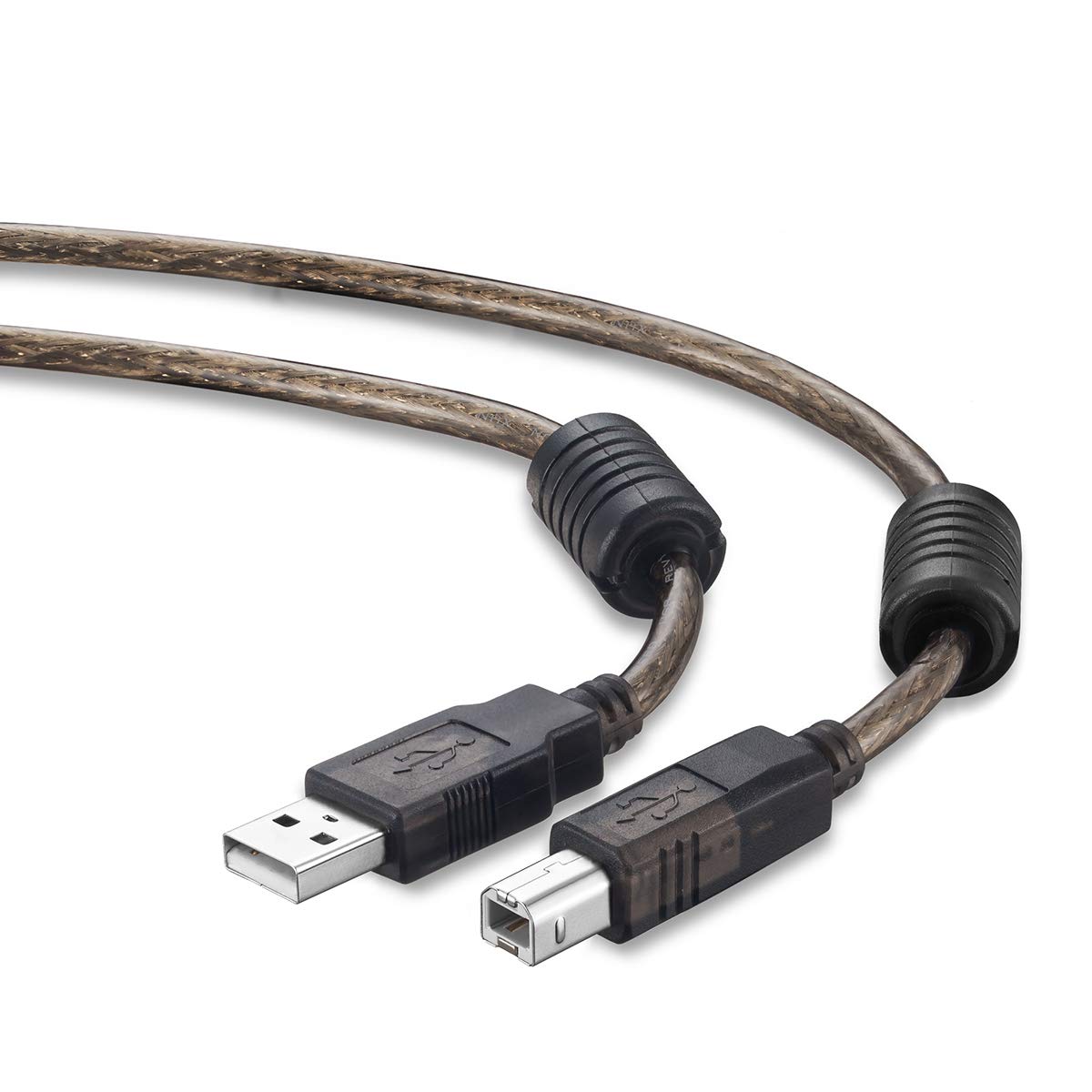 Tan QY Active USB 2.0 Printer Cable 50Ft - A-Male to B-Male High Speed Printer/Scanner/Repeater Cable for HP, Canon, Lexmark, Dell, Samsung etc