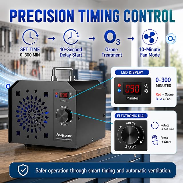 Powerscale Ozone Generator, Odor Removal, Digital Timer, 90,000 mg/h