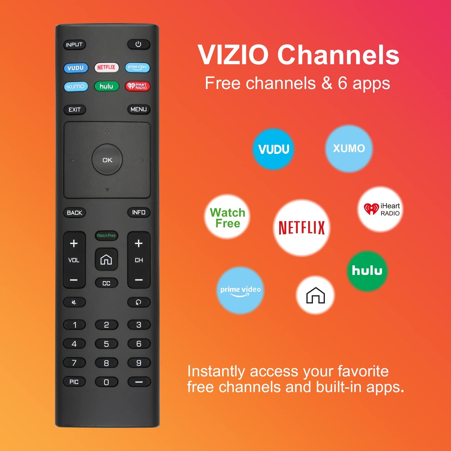 Universal Remote for Vizio Smart TV, Replacement for Smart-TV-Remote,for Vizio TVs(D/E/M/P/V-Series)