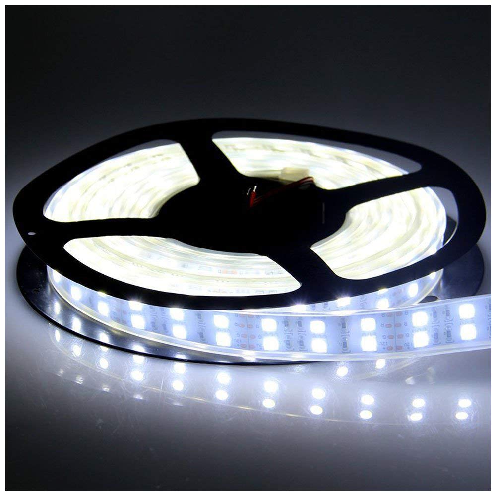 LEDENET LED Light Strip White 6000K Double Row 600LEDs SMD 5050 LED Flexible Strip Lighting DC 12V Dimmable Light Waterproof IP67 Outdoor Use 16.4ft