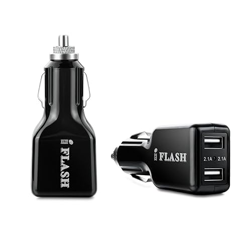 iFlash 21W / 2.1A + 2.1A (4.2A max) Dual Port USB Car Charger for/Compatible with Apple iPhone 13 12 11 Mini Pro Max X XR XS Pro Max 6 7 8 Plus