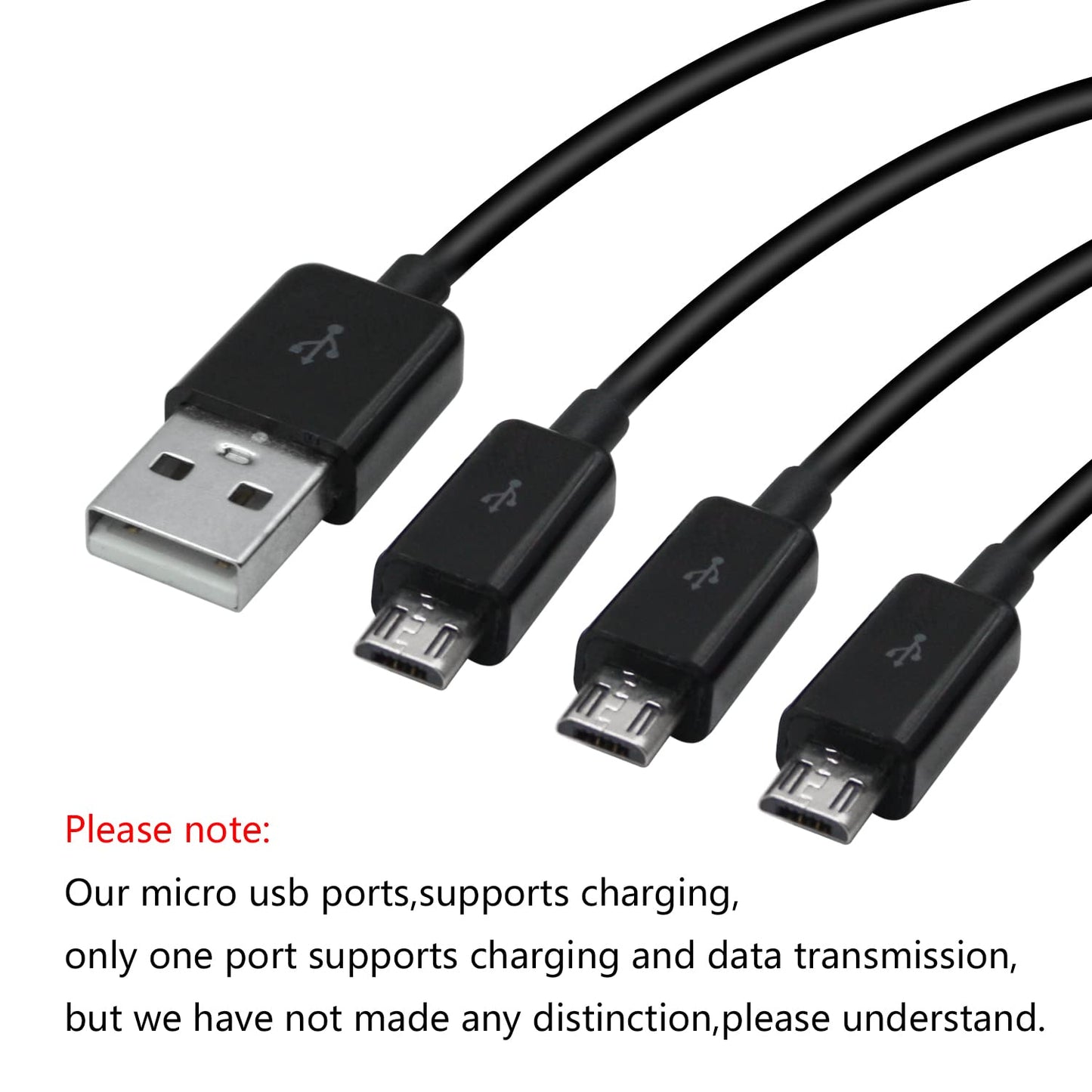 Micro USB Splitter Cable,3 in 1 USB A 2.0 Male to 3 Micro USB Charging Data Cable,Support 3 Micro USB Devices at The Same use(1M/3.3ft)