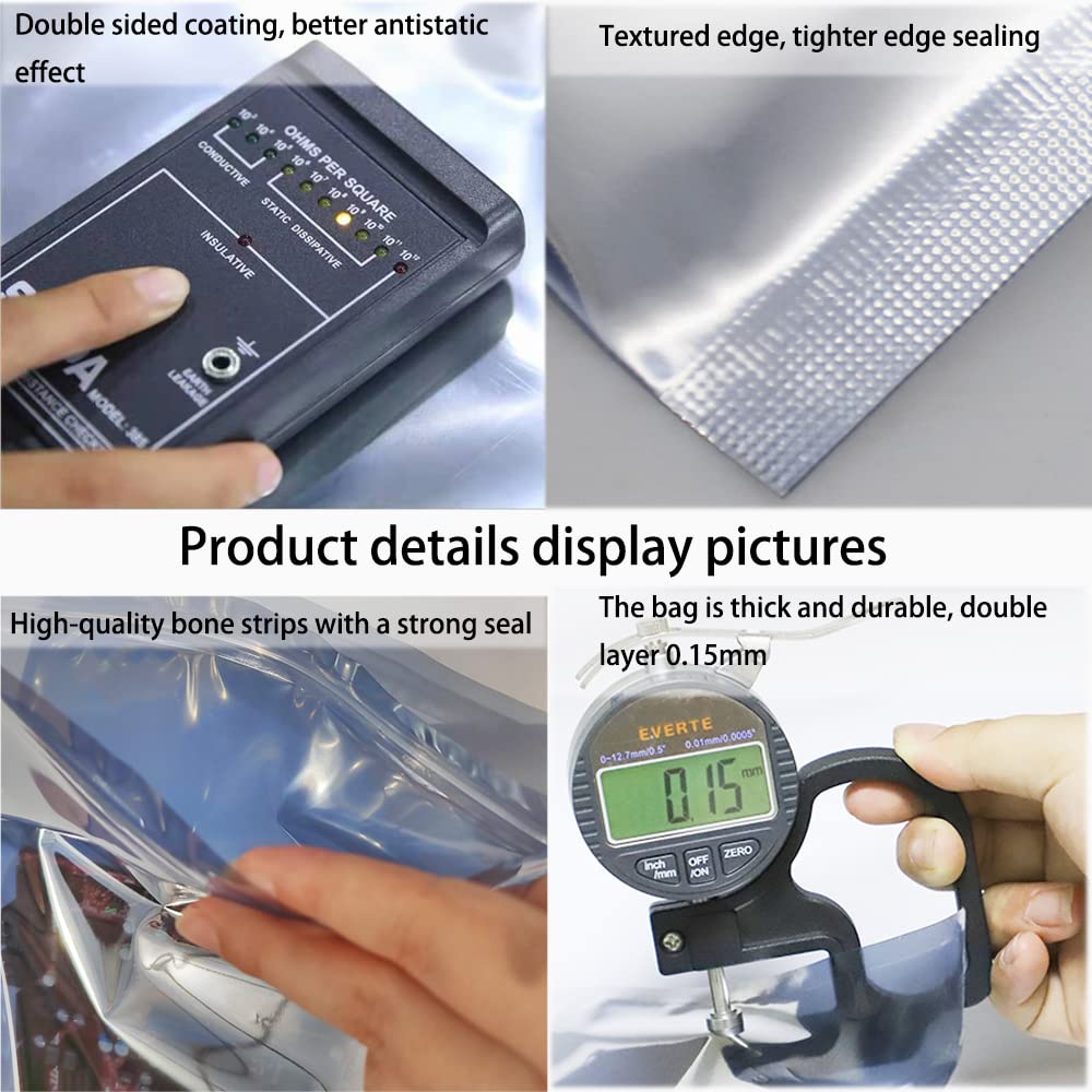 Mantianstar 50pcs 5.9x7.8in/15x20cm Anti Static Bags, Premium Resealable Antistatic Bags for Various Precision Parts, Electronic Equipment, HDD, SSD