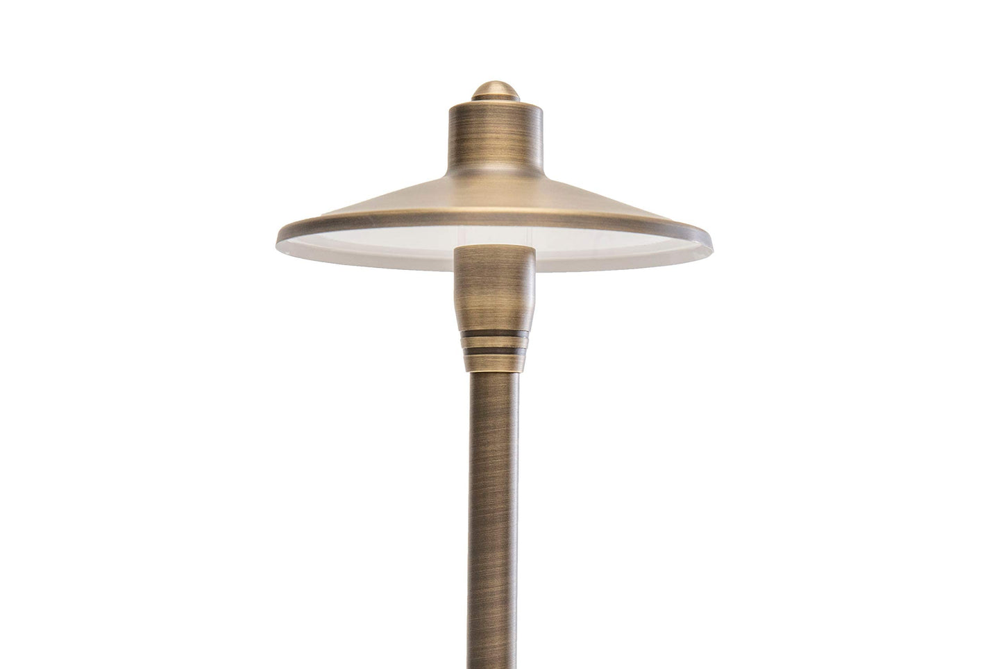 Lumen Logic G2 12V Brass Mini Path Light (15" Tall) with 3W 2700K Warm White G4 LED Bulb for Low Voltage Landscape Lighting on Outdoor Pathway