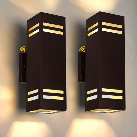 iYogaled Dusk to Dawn Outdoor Wall Light, Brown Exterior Up Down Lights Outdoor Light Fixture, Porch Lights Wall Mount 2 Pack, IP65 Aluminum Modern