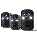 Rraycom 3Pack 2.4G Security Cameras Wireless Outdoor,2K Battery Powered AI Motion Detection Siren Alarm WiFi Home Indoor Camera, Color Night Vision