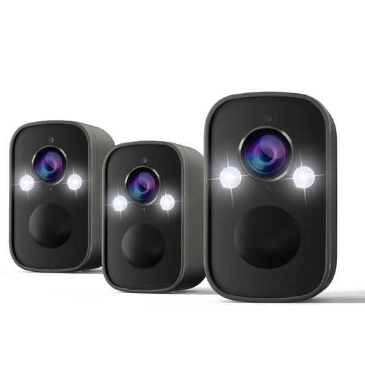 Rraycom 3Pack 2.4G Security Cameras Wireless Outdoor,2K Battery Powered AI Motion Detection Siren Alarm WiFi Home Indoor Camera, Color Night Vision
