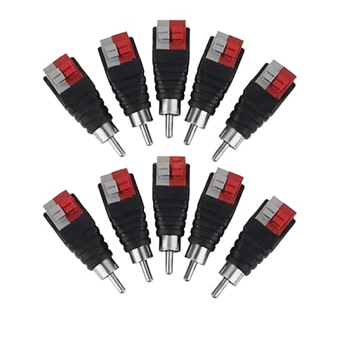 MATTOX Speaker Wire Cable to Audio Male RCA Connector Adapter Jack Plug 10pcs/Set