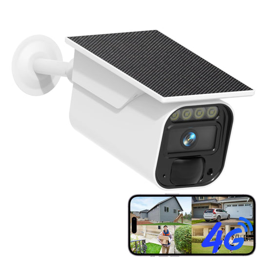 KKB 4G LTE Cellular Security Camera with Integrated Solar Panel, No WiFi Needed Security Cameras Outdoor Built-in SIM, 2K Wireless Off-Grid Cam