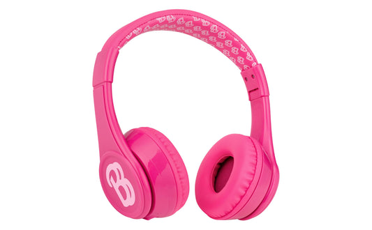 eKids Barbie Bluetooth Headphones, Pink Wireless Headphones with Microphone Includes Aux Cord, Volume Reduced Kids Foldable Earphones