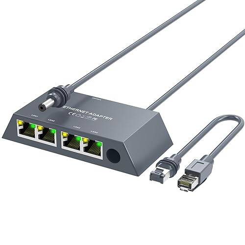 Starlink Gen3/Mini Ethernet Adapter with 4 RJ45 Ports,Multi Ports Starlink Ethernet Adapter with Wired External Network for Other Devices and Network