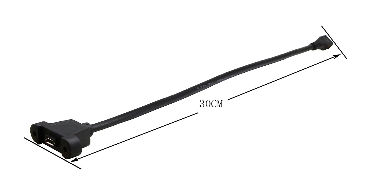 zdyCGTime 30cm Panel Mount Cable, Micro USB Male to Female, Ear Screw Install Data Extension, Sync Charging and Transferring