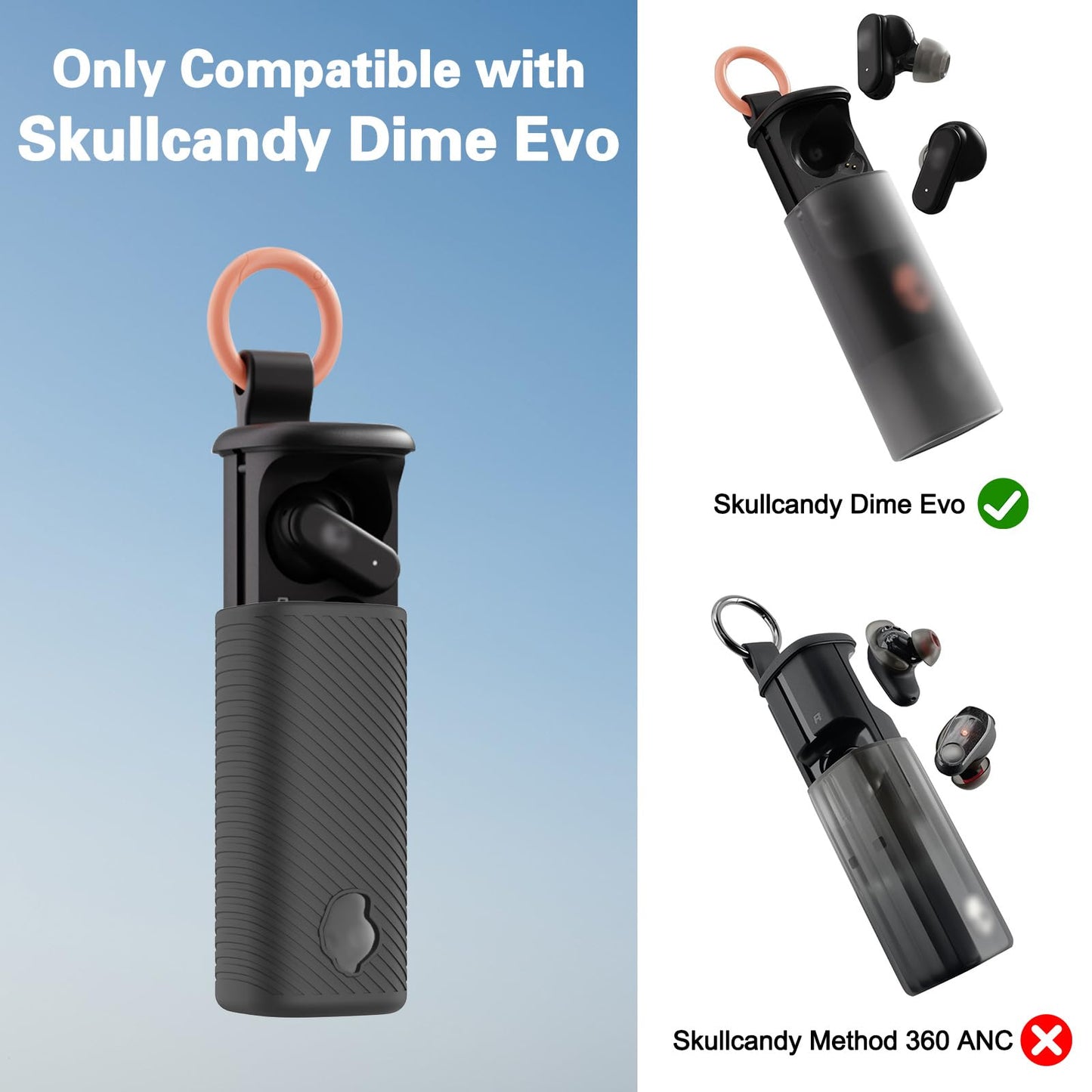 POZCIS for Skullcandy Dime Evo Case Cover, Soft Silicone Protective Earbuds Case, Only Compatible with Skullcandy Dime Evo with Cleaner Kit