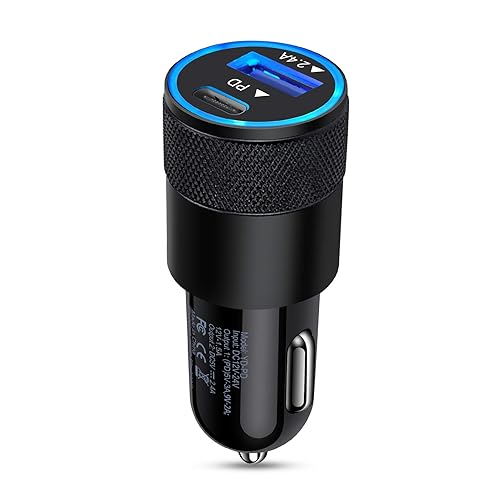 USB C Fast Car Charger,30W 3.0 PD Type C Car Adapter 2 Port USB C Car Plug Compatible for iPhone 17/16/15/14/13/12 Pro Max/11 Pro/SE/X/XR/8/7/6