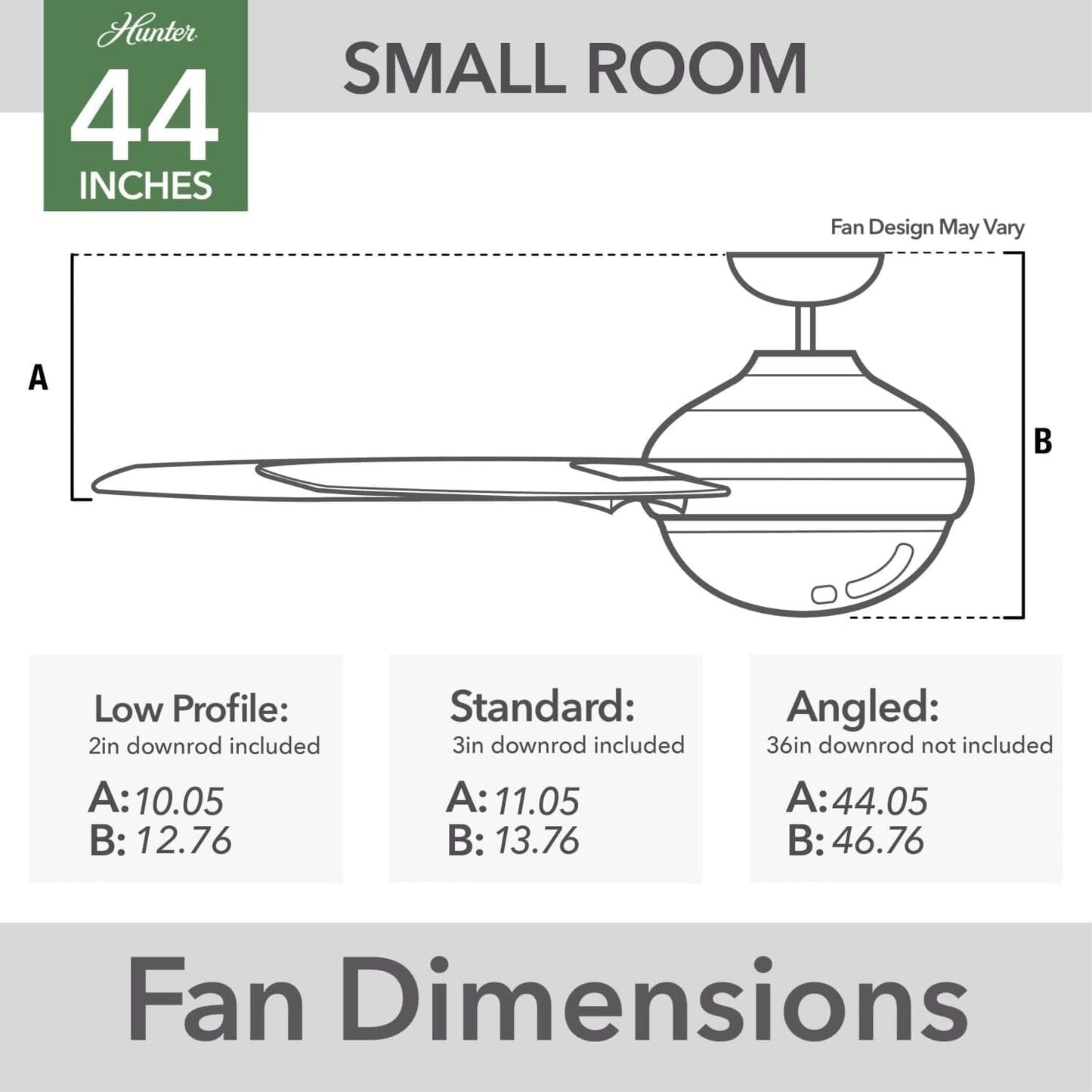 Hunter Fan 44 inch Transitional Fresh White Finish indoor Ceiling Fan with Light Kit and Remote Control (Renewed)