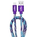LIQUIPEL Powertek iPad & iPhone Lightning Charger Cable, Fast Charging 6ft MFI, Tie Dye Black (Purple)