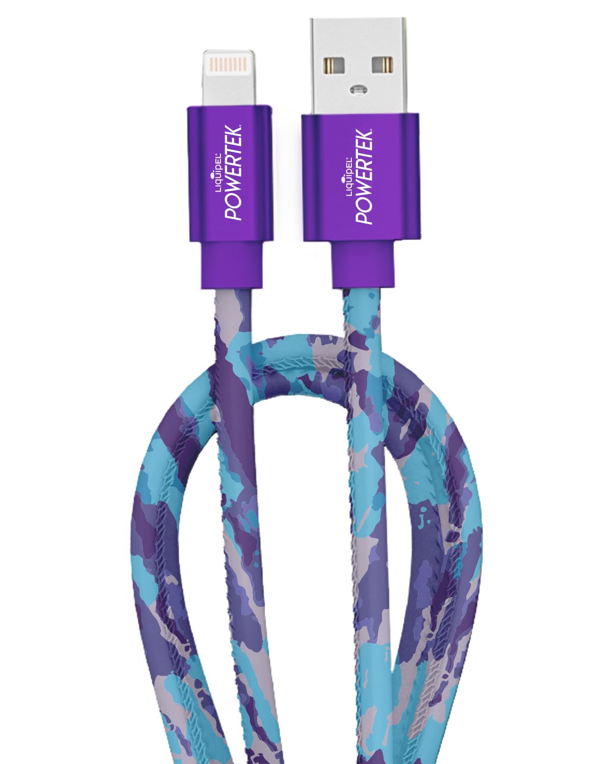 LIQUIPEL Powertek iPad & iPhone Lightning Charger Cable, Fast Charging 6ft MFI, Tie Dye Black (Purple)