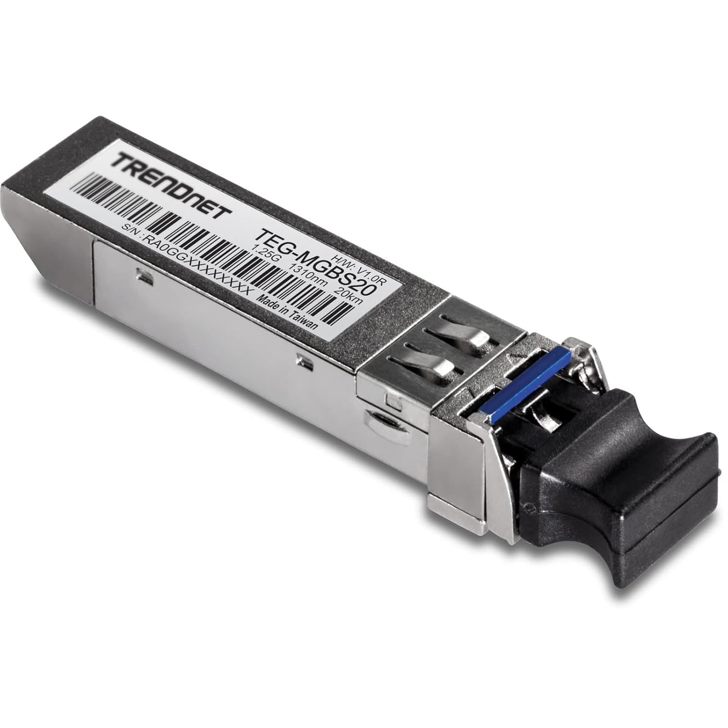 TRENDnet SFP Single Mode LC Module (20km/ 12.4 mi), TEG-MGBS20, Data Rates up to 1.25Gbps, 1310nm Single Mode, IEEE 802.3z Gigabit Ethernet, ANSI