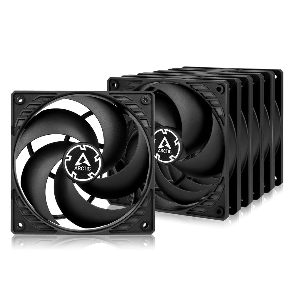 ARCTIC P12 PWM PST (5 Pack) - PC Fans, 120mm Case Fan, PWM Sharing Technology (PST), Pressure-optimised, Quiet Motor, Computer, 200-1800 RPM (0 RPM