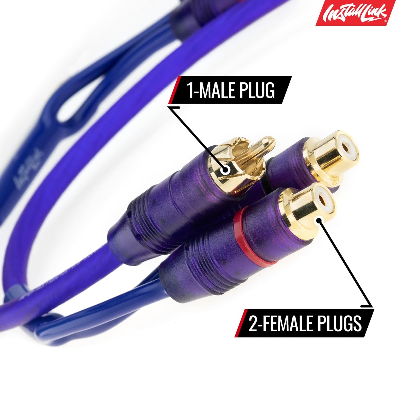 Install Link RCA Audio Cable for Subwoofer or Stereo Cable, Y Adapter 1-Male to 2-Female Splitter, 2pk
