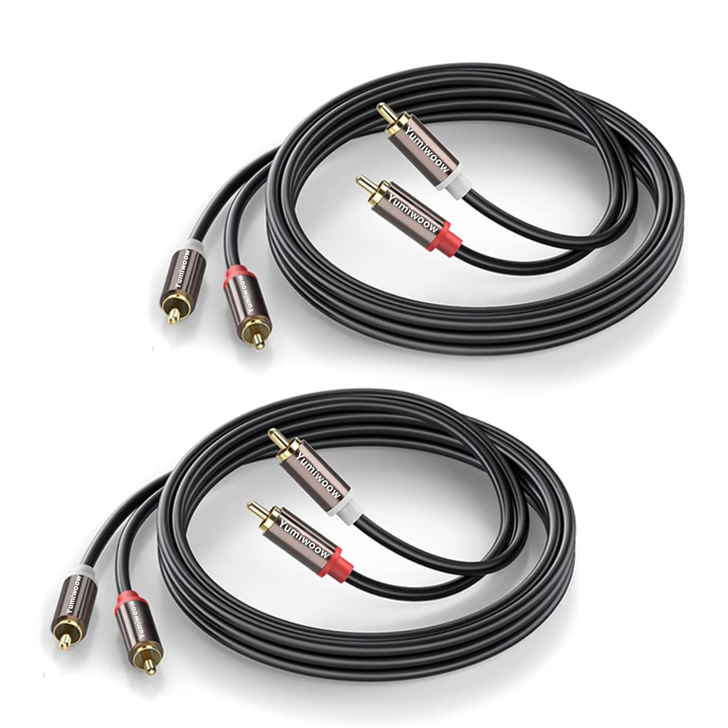 Yumiwoow RCA Cables 2 Pack[Hi-Fi Sound, PVC Jacket, Shielded], 2-Male to 2-Male RCA Audio Stereo Subwoofer Cable Auxiliary Cord for Home