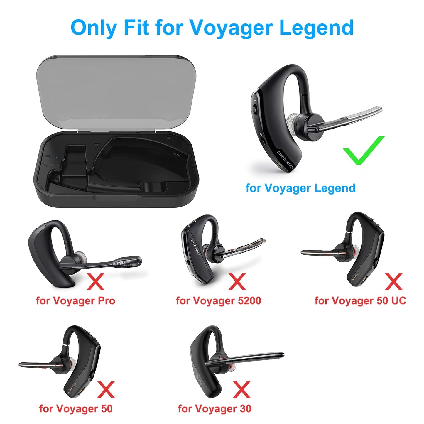 Power Charging Case Compatible with Plantronics Voyager Legend Headset, 2 in 1 Portable Charge Case with LED Indicator (Charging case only; Not