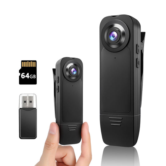 Mini Body Cameras With Audio And Video Recording, POV Camera with 64G Card Body Worn Cam ,Wearable Patrol Video Recording Camcorder With Night Version