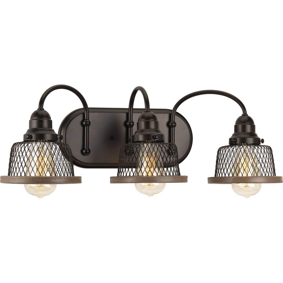 Progress Lighting Tilley Collection 3-Light Coastal Bath Vanity Light Antique Bronze
