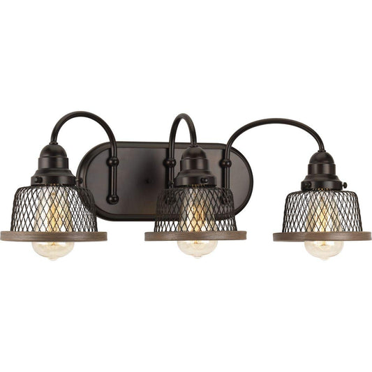 Progress Lighting Tilley Collection 3-Light Coastal Bath Vanity Light Antique Bronze
