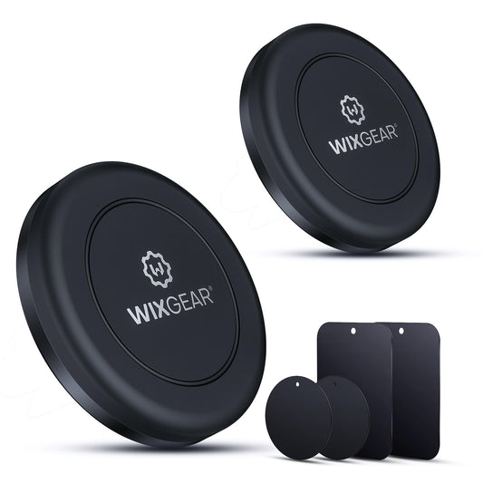 WixGear Universal Flat Stick On (2 Pack) Dashboard Magnetic Car Mount Holder for Cell Phones and Mini Tablets with Fast Swift-Snap Technology - Extra