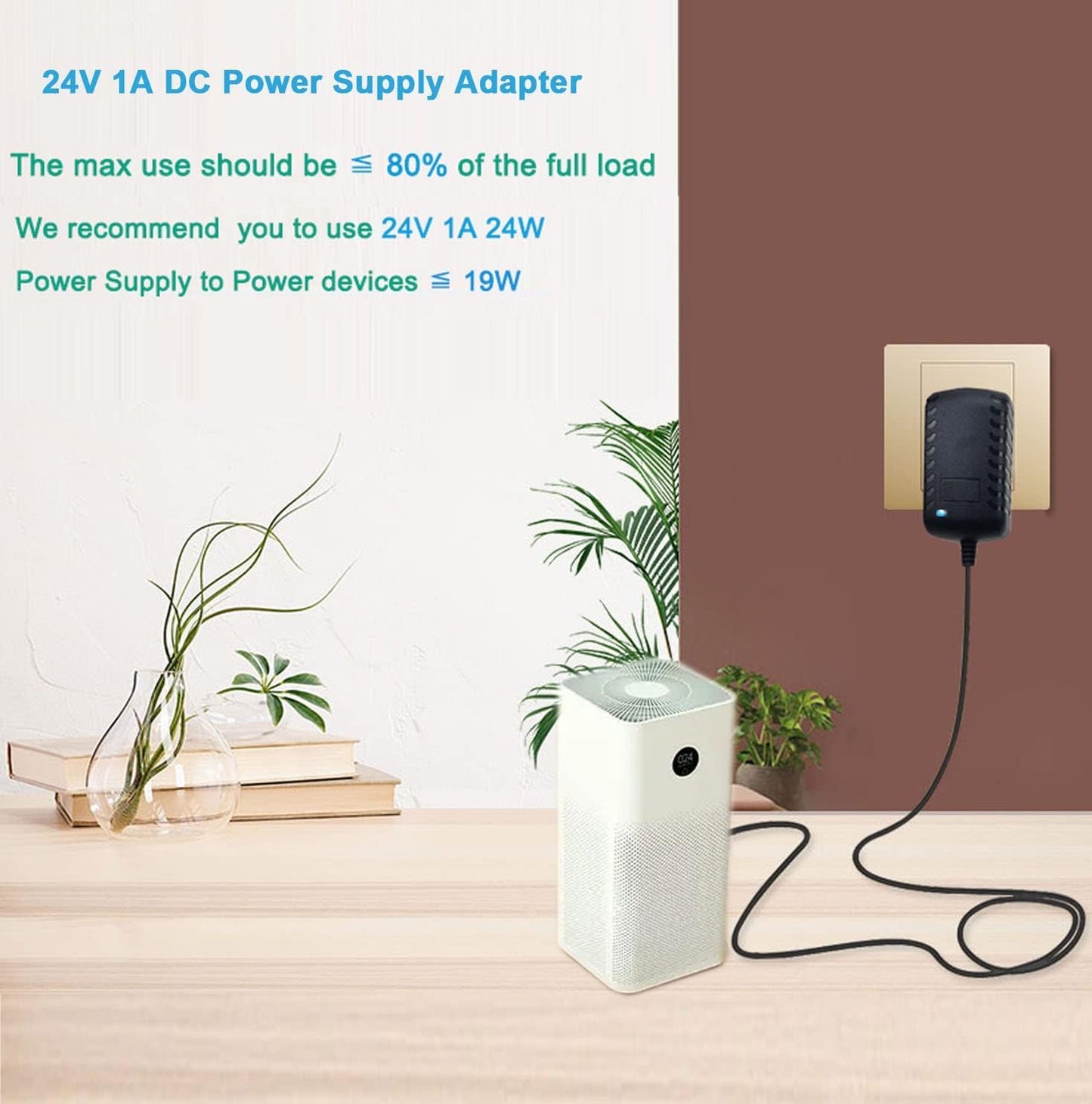 24V 1A AC Adapter Power Supply 100-240V AC to DC 24Volts 1A 24W Converter Transformer Switching Power Supply with 5.5mmx2.5mm Plug for LED Strip…