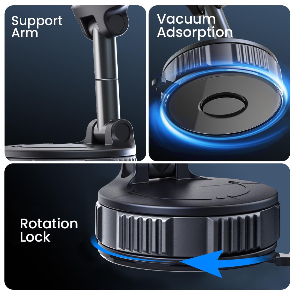 Magnetic Phone Holder for Car Magsafe Car Mount 360° Foldable Adjustable with Strong Magnet & Vacuum Suction Cup for iPhone 15/14/13 Pro Max Air Vent
