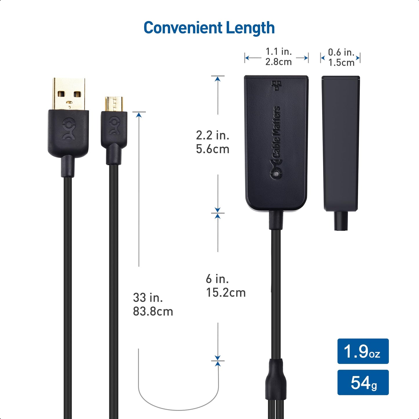 Cable Matters Micro USB to Ethernet Adapter, Fire Stick Adapter