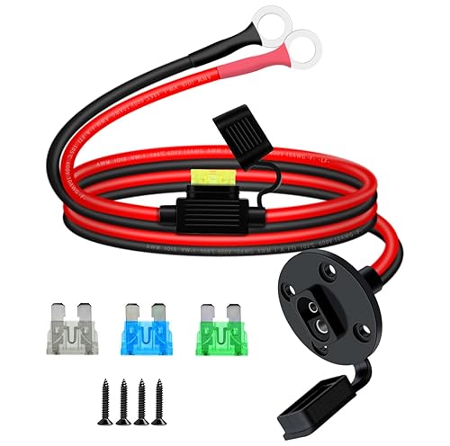 YINGAYOU Fused SAE Power Socket Sidewall Port 10AWG 30A SAE Sidewall with Inline Fuse and O Rings 8mm Solar Power Socket Sidewall for Charging