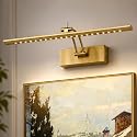 JOOSENLUX 16" Rechargeable Picture Light, Battery Operated Wireless Art Light with Remote, Dimmable Brass Gallery Wall Lamp for Paintings