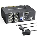 KVM Switch 3 Monitors for 1 Laptop and 1 Desktop 4K@60Hz, USB C HDMI Three Monitor KVM Switch,Docking Station KVM Switches with 4 USB 3.0 Port, 87W PD