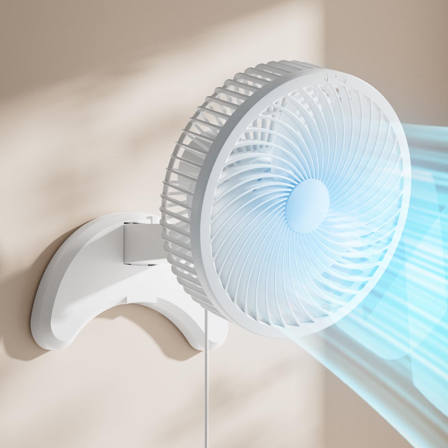 Koonie 8'' Wall Mount Fan, Quiet Small Fan with Timer, 8.2ft Wired Remote