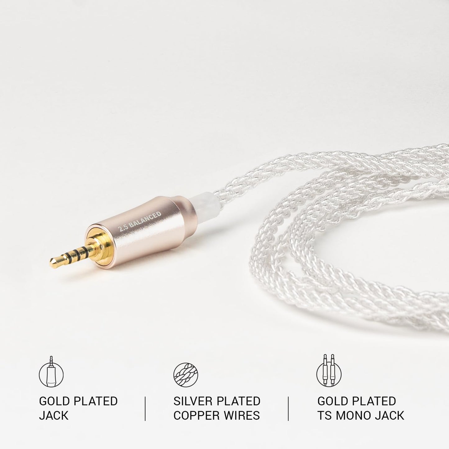 MEZE AUDIO | 99 Series Silver Plated Upgrade Balanced 2.5mm Jack | Headphones HiFi Replacement 2.5mm Male to Dual TS Mono 3.5mm Male Connector Plug…