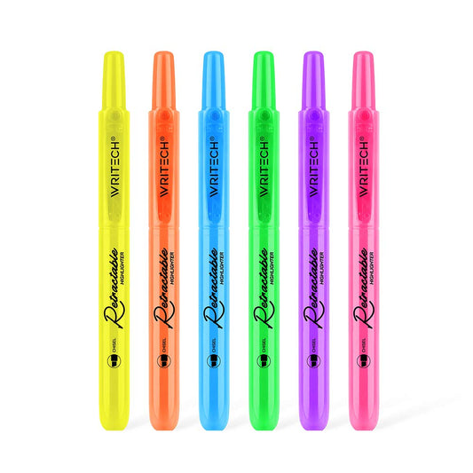 WRITECH Retractable Highlighters Assorted Colors: Chisel Tip Click Aesthetic Highlighter Marker Pens Pack Multi Colored Ink No Bleed Smear