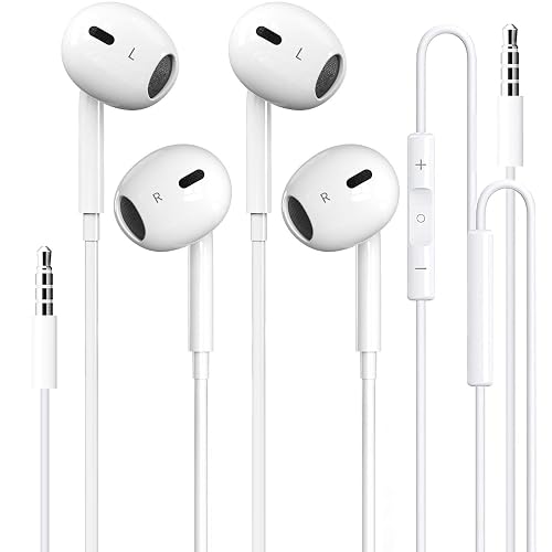 2 Pack-Headphones Wired/iPhone Earbuds with 3.5mm Earphones Wired[MFi Certified] (Built-in Microphone & Volume Control) Compatible