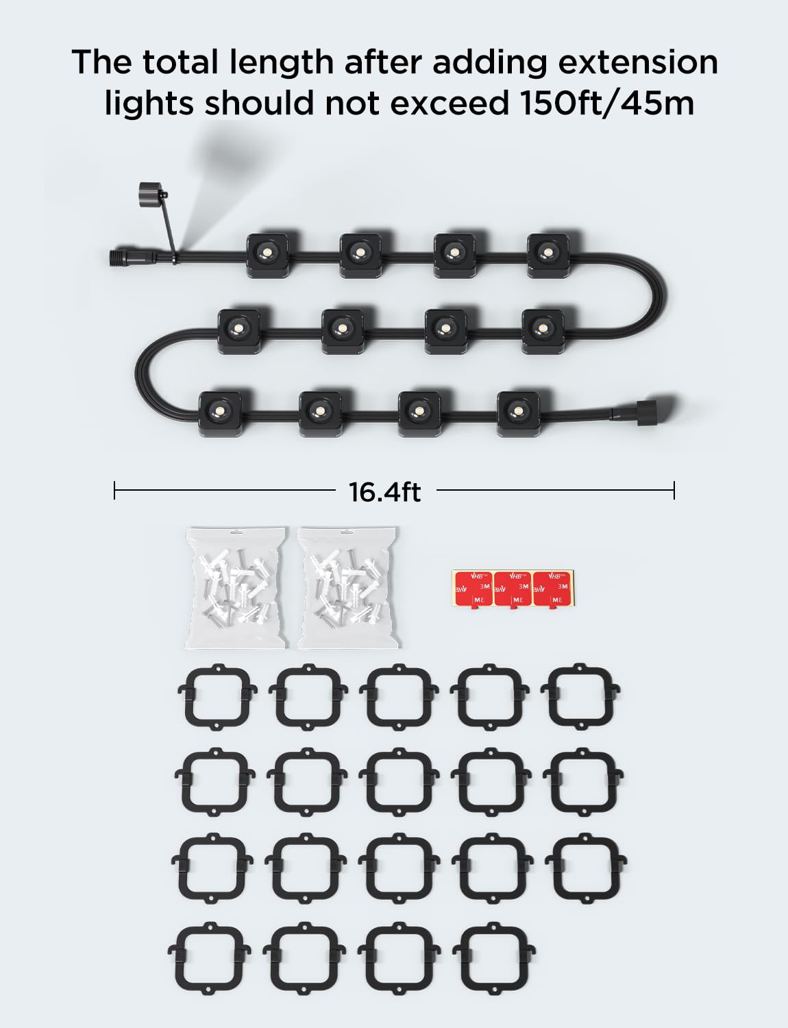 Govee 16.4ft Extension Lights Only for Permanent Outdoor Lights 2, Applicable to 50ft H705D and 100ft H705E, Not Included Adapter or Control Box