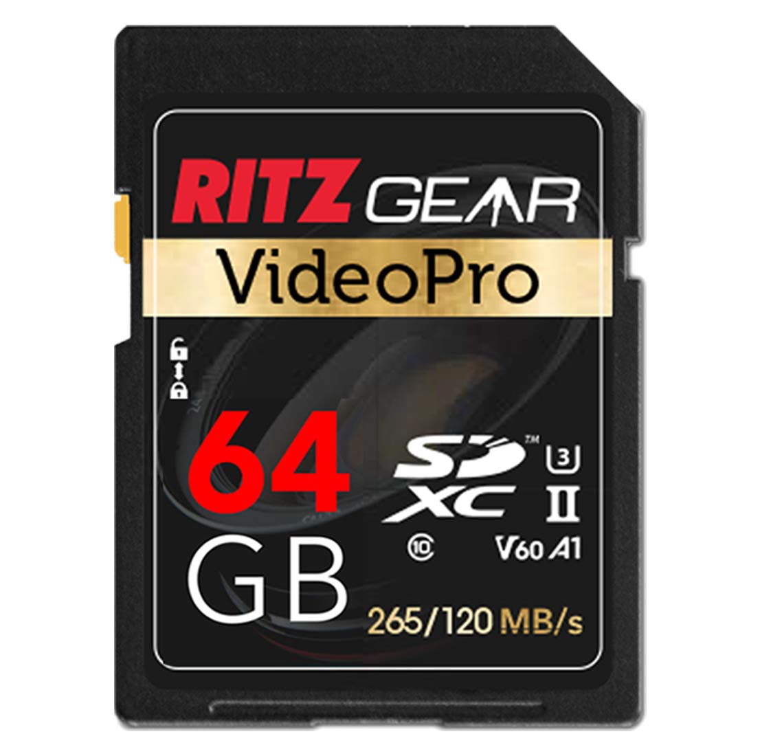 Ritz Gear UHS-II 64GB SDXC Memory SD Card U3 V60 A1, Extreme Performance Professional Sd-Card 2-Pack (R 265mb/s 120mb/s Write). Works with Canon EOS