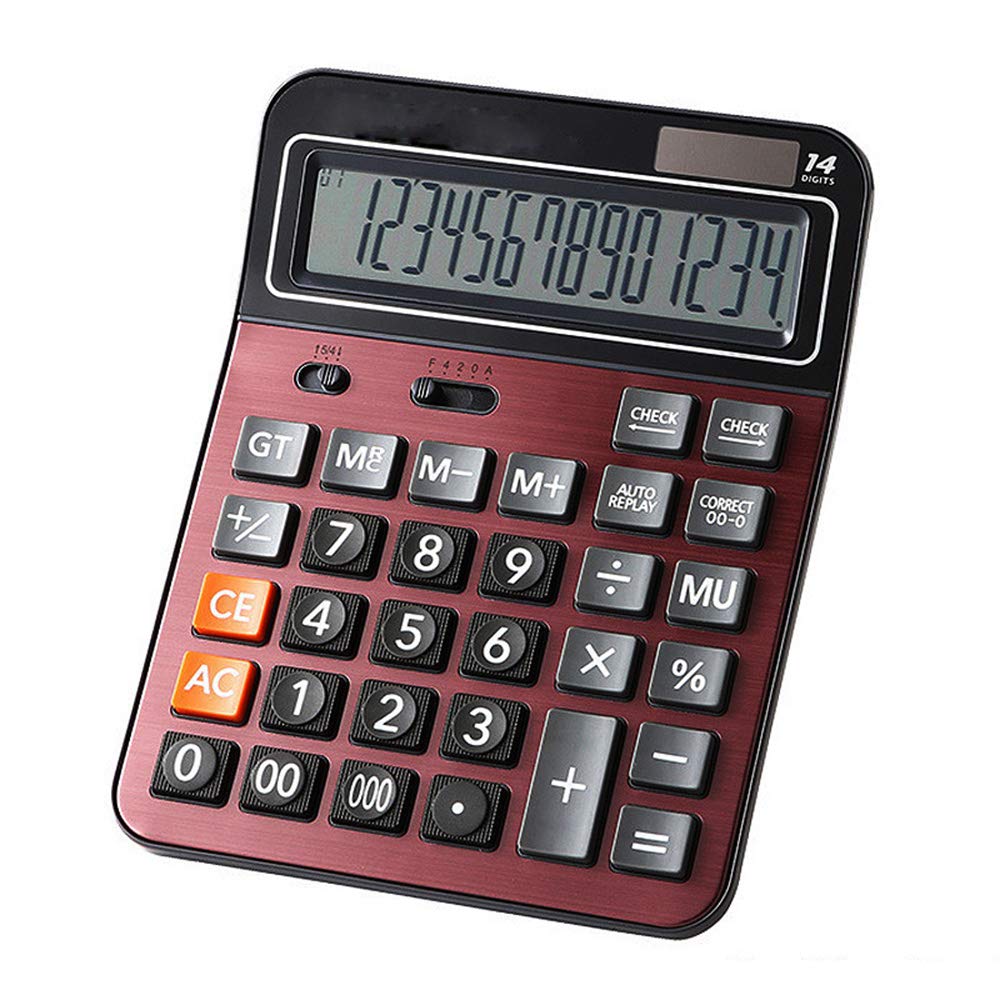 Meichoon Solar Battery Calculator Dual Power Large Standard Function Desktop Business Calculator with 14 Digit Large LCD Display Convenient for Office