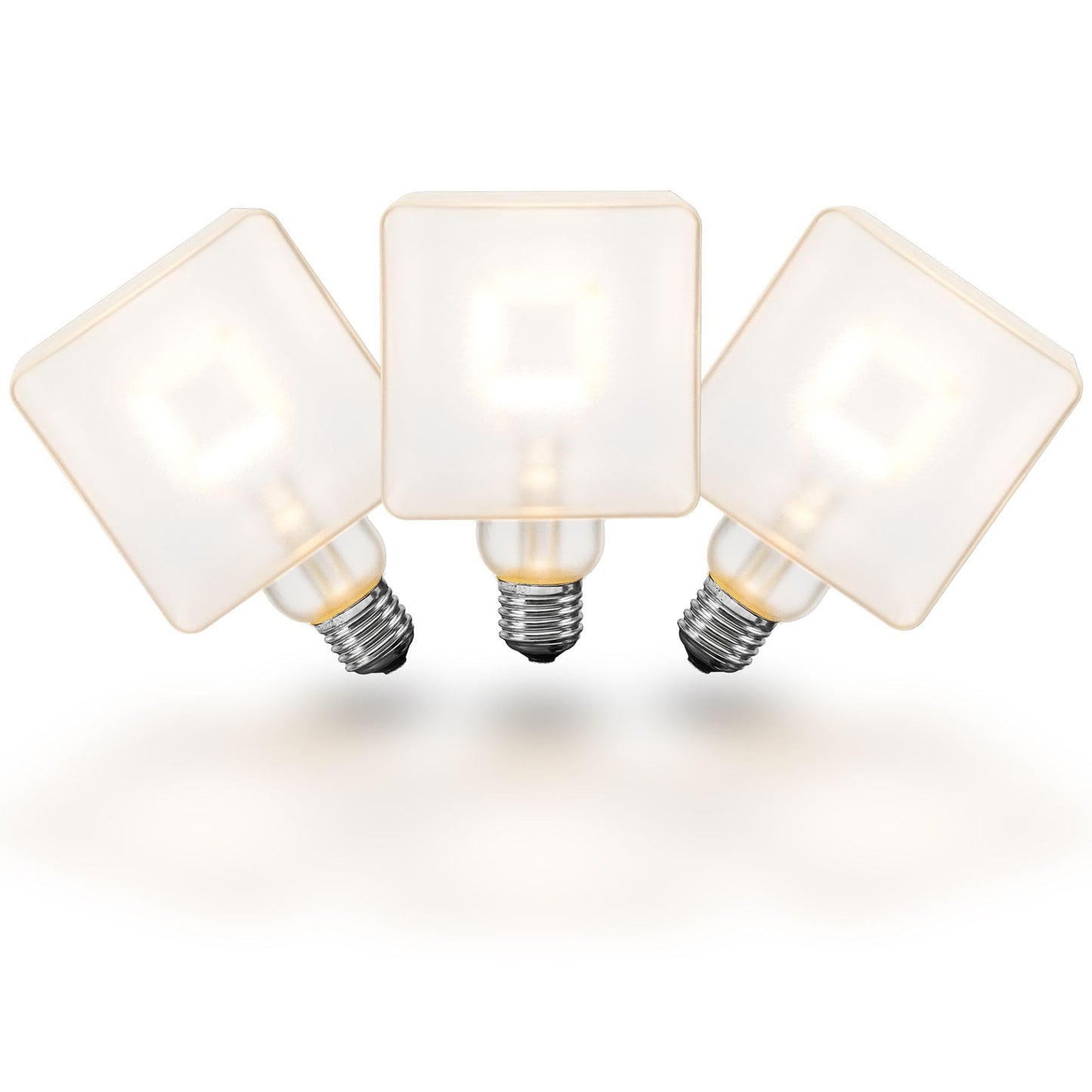 Festive Living LED Cube Light, Unique Edison Bulb with Square Filament