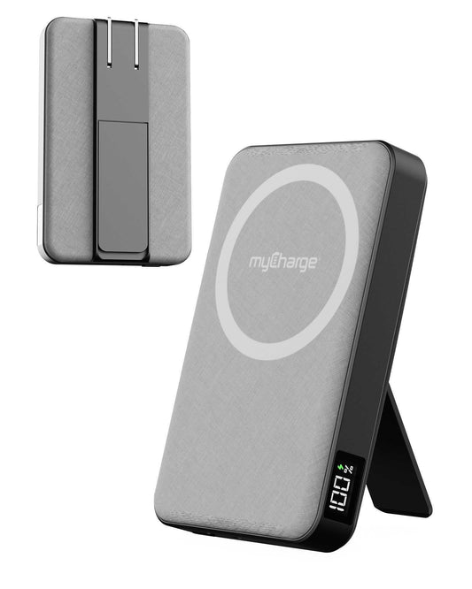 myCharge CliqLuxe+ Magnetic Wireless Power Bank 10,000mAh | iPhone & MagSafe Compatible | Qi2.2 25W Mag Safe Portable Charger | Built-in Wall Plug