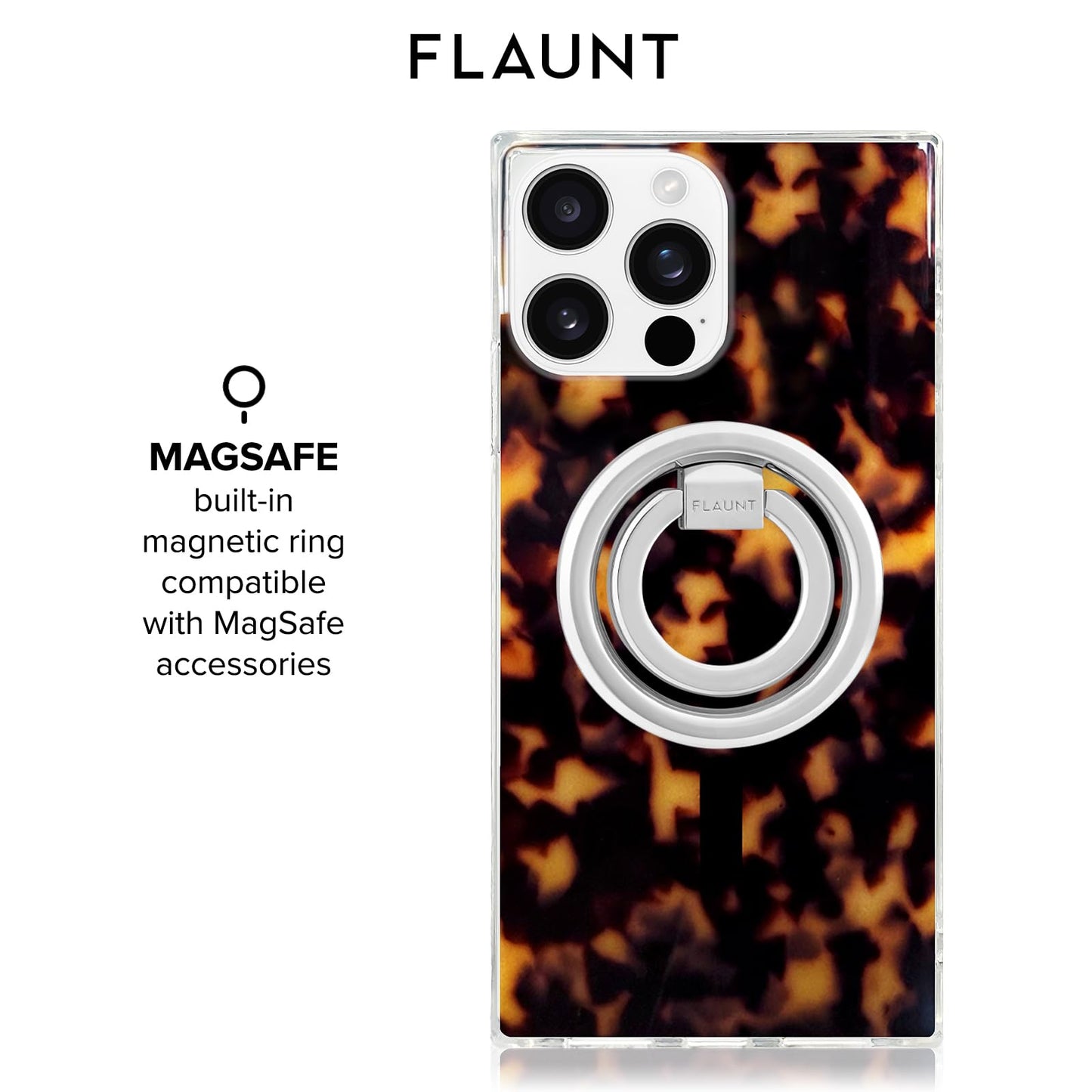 Flaunt Official Square iPhone 16 Pro Case - Tortoise Shell