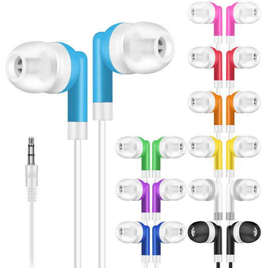 YFSFQS Bulk Kids Earbuds for Classroom 100 Pack Student Wired Headphones in Ear Earbuds for School Librariy 3.5mm Multi Colored Wholesale Earphones…