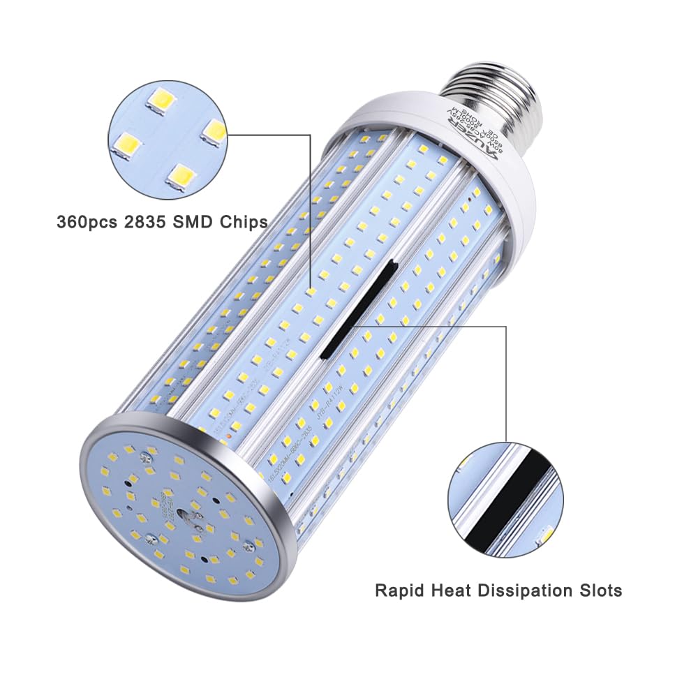 Auzer 80W LED Corn Light Bulb, Large Mogul E39 Base, 8000-Lumen, 6500K Daylight Cool White, AC 85V-265V, LED Corn Bulb for Large Area Garage Factory